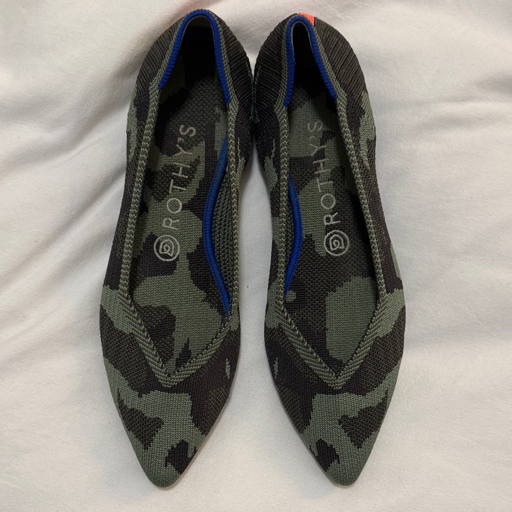 Rothy's Green and Black Patterned Camo Flats